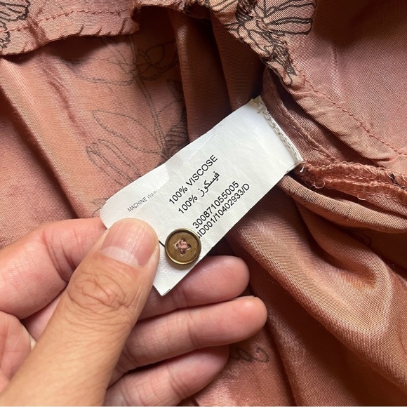 BOMBAY PAISLEY clay apricot floral flower print button up peplum ruffle blouse - Picture 6 of 6